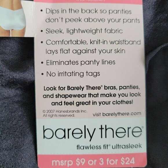 Vintage Barely There Panties Hi Cut Flawless Fit Ultrasleek 2913 Black M/6 NWT - Picture 9 of 9